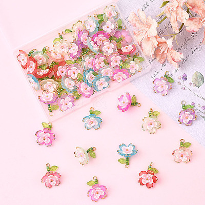 50Pcs 5 Colors Transparent Acrylic Pendants TACR-SC0001-50-1