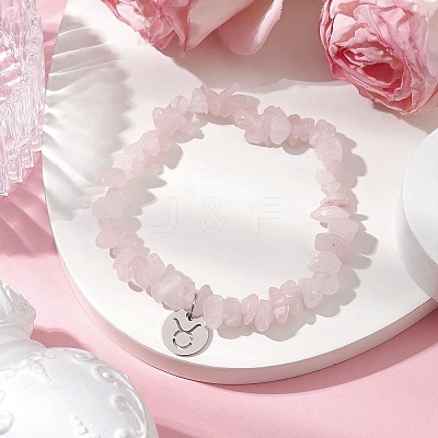 Natural Rose Quartz Stretch Bracelets BJEW-JB11147-02-1