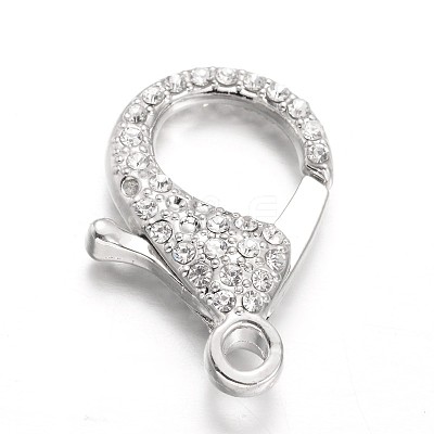 Alloy Rhinestone Lobster Claw Clasps PALLOY-L166-01P-1