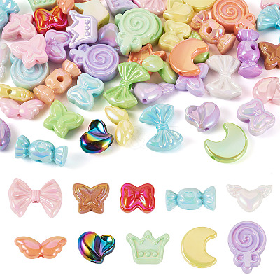 50Pcs 10 Styles UV Plating Opaque Acrylic Beads Sets OACR-TA0003-94-1