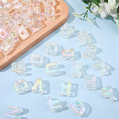 54Pcs 26 Styles UV Plating Transparent Acrylic Beads OACR-SP0002-39-1