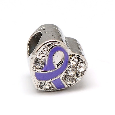 Platinum Plated Alloy Rhinestone European Beads MPDL-A023-B-1