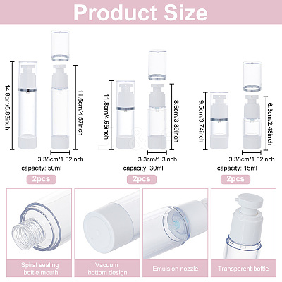 6Pcs 3 Style Empty Plastic Press Pump MRMJ-BC0003-30-1