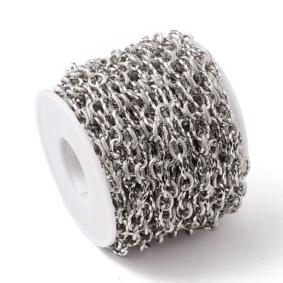 Tarnish Resistant 304 Stainless Steel Twist Oval Link Chains CHS-E022-01P-1