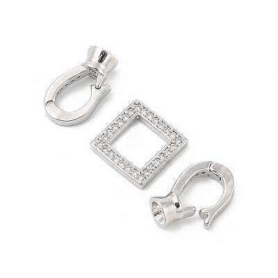 Brass Micro Pave Clear Cubic Zirconia Fold Over Clasps KK-U059-18P-1