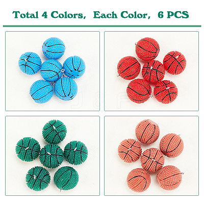 24Pcs 4 Colors Opaque Resin Pendants RESI-GA0001-13-1