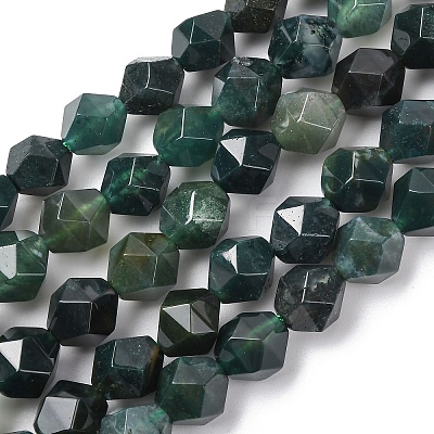 Natural Moss Agate Beads Strands G-F523-37-8mm-1