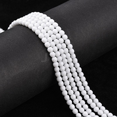 Synthetic White Agate Beads Strands G-D419-4mm-01-1