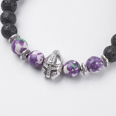 Natural Lava Rock Beads Stretch Bracelets BJEW-I241-16I-1