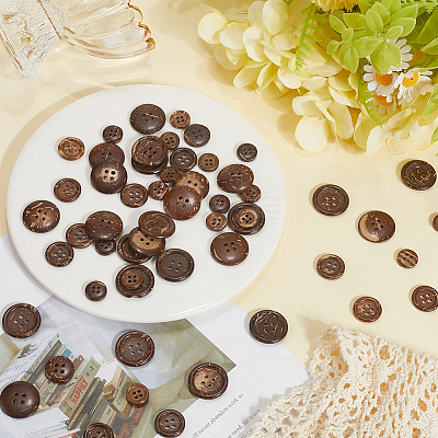 150Pcs 3 Styles 4-Hole Coconut Buttons DIY-CY0001-48-1
