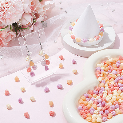 200Pcs 4 Colors Dyed Synthetic Coral Beads CORA-SP0001-22-1