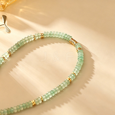 Natural Green Aventurine Rondelle Beaded Necklaces with Brass Beads WG55414-01-1