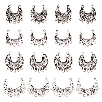 24Pcs 4 Style Tibetan Style Alloy Chandelier Component Links FIND-AR0003-56-1