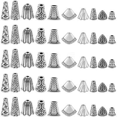 100Pcs 10 Styles Alloy Bead Cone FIND-SP0003-54-1