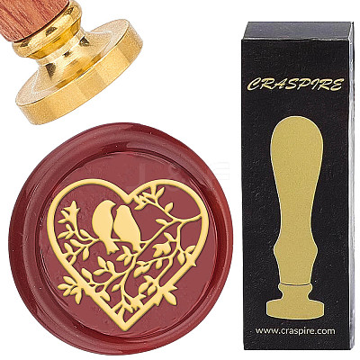 Brass Wax Seal Stamps with Wood Handle AJEW-WH0412-0053-1