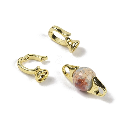 Natural Shoushan Stone with Brass Fold Over Clasps G-G141-03G-07-1
