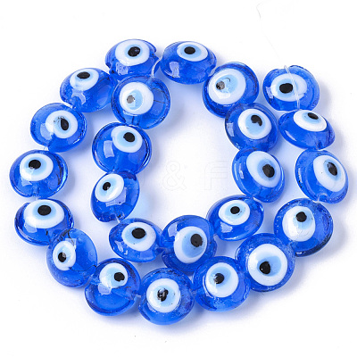 Handmade Evil Eye Lampwork Beads Strands LAMP-R143-04B-1