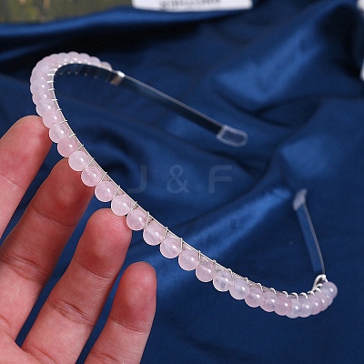 Natural Rose Quartz Hair Bands PW-WG54964-10-1