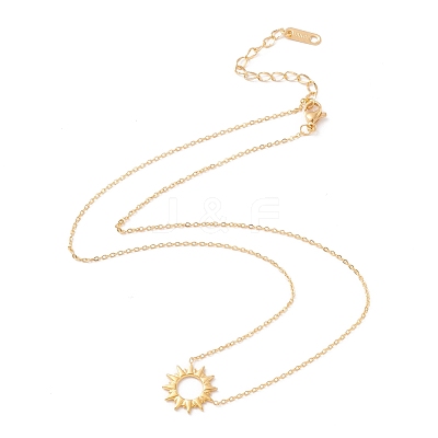 Ion Plating(IP) 304 Stainless Steel Sun Pendant Necklace for Women NJEW-F292-05G-1