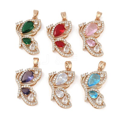 Brass Micro Pave Clear Cubic Zirconia Pendants RGLA-M002-06G-1