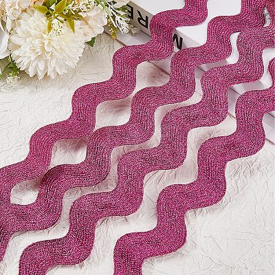 10 Yard Metallic Polyester Wavy Fringe Trim Ribbon SRIB-GF0001-38P-1