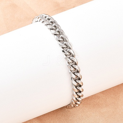 304 Stainless Steel Cuban Link Chain Bracelets BJEW-G766-01P-02-1
