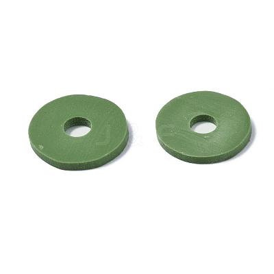 Flat Round Handmade Polymer Clay Beads CLAY-R067-12mm-43-1