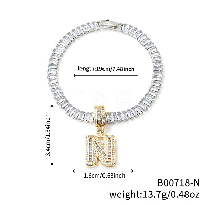 Fashionable Brass Micro Pave Clear Cubic Zirconia Charm Bracelets AF9298-14-1