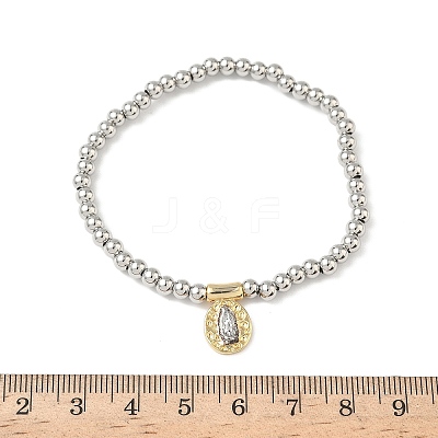 Brass Oval with Jesus Charms Bracelets BJEW-B148-03A-1