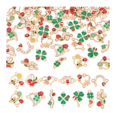 52Pcs 13 Styles Alloy Enamel Connector Charms FIND-PH0021-34-1
