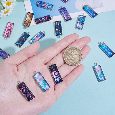 10Pairs 10 Style Bohemian Style Glass Pendants STAS-SZ0003-09-1