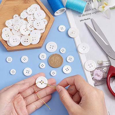 120Pcs 4 Style 4-Hole Natural Shell Buttons FIND-GA0003-28B-1