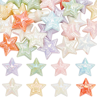 32pcs 8 colors UV Plating Acrylic Beads MACR-SC0001-48-1