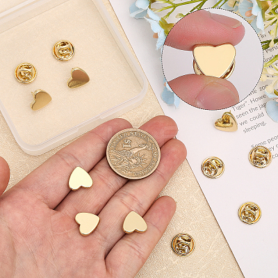 8 Sets Brass Heart Lapel Pin Brooch JEWB-CA0001-34-1
