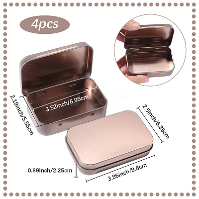 4Pcs Iron Jewelry Storage Boxes with Hinged Lid CON-SP0001-20C-1