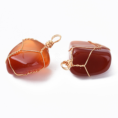 Natural Red Agate Pendants G-N332-50-03-1