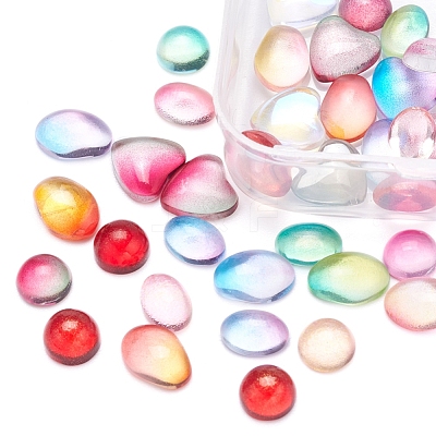 40Pcs 4 Style Transparent Glass Cabochons GGLA-YW0001-09-1