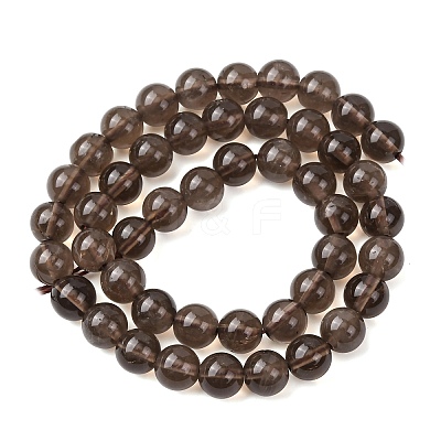 Natural Smoky Quartz Round Beads Strands G-E329-8mm-38C-1