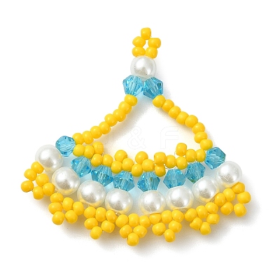 Glass Seed Beaded Pendants PALLOY-MZ01415-02-1