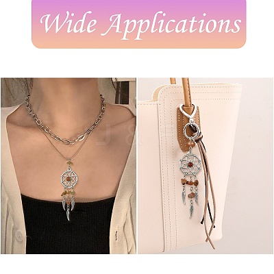 14Pcs 7 Colors Natural & Synthetic Gemstone Dream Catcher Pendants PALLOY-CJ00165-1