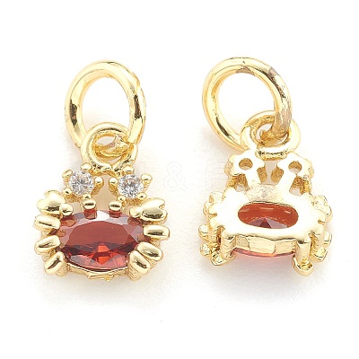 Brass Cubic Zirconia Pendants ZIRC-O041-03G-1