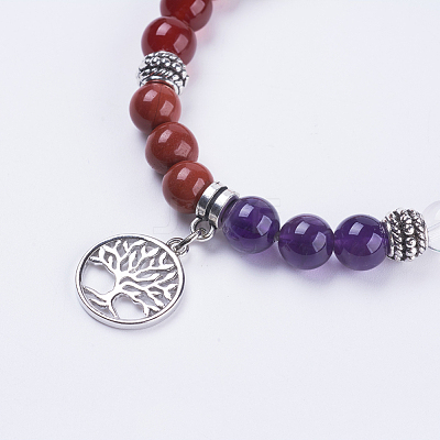Natural Gemstone Stretch Bracelets BJEW-F308-21AS-1