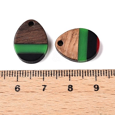 Jamaican Colour Epoxy Resin & Walnut Wood Pendants RESI-N039-122B-1