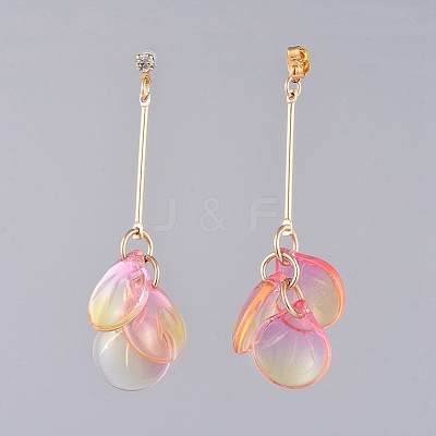 Glass Cluster Beads Dangle Ear Studs EJEW-JE03915-01-1