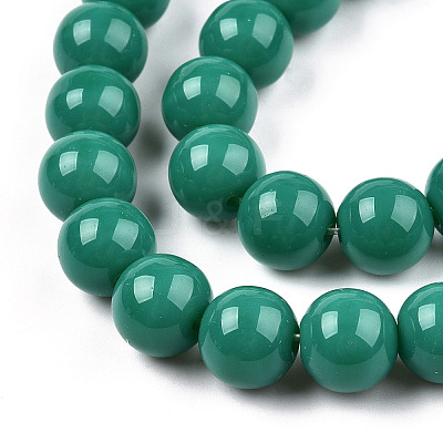 Opaque Solid Color Glass Beads Strands GLAA-T032-P10mm-12-1