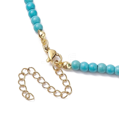 Synthetic Turquoise & Natural Carnelian Beaded Necklaces NJEW-TA00161-1
