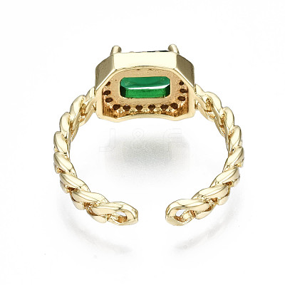 Brass Micro Pave Cubic Zirconia Cuff Rings RJEW-Q161-003B-NF-1