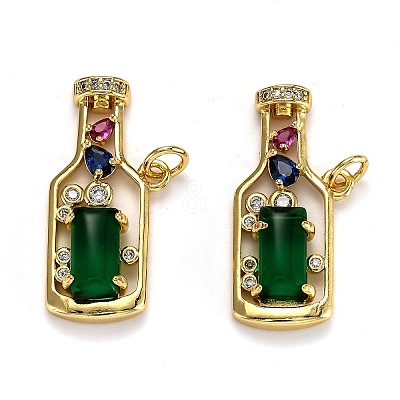 Brass Micro Pave Cubic Zirconia Pendants X-ZIRC-L100-045G-1