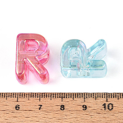 UV Plating Transparent Acrylic European Beads OACR-M027-02R-1