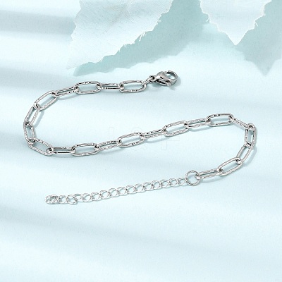 4MM 304 Stainless Steel Textured Paperclip Chain Bracelets for Man and Women SA-CBAB767-13P-1